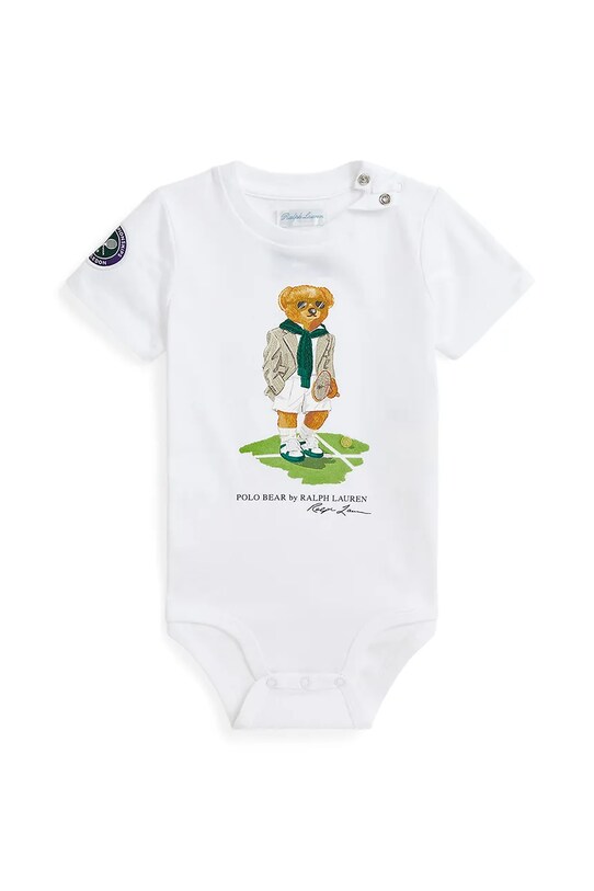Polo Ralph Lauren body din bumbac pentru bebeluși alb 320970408001