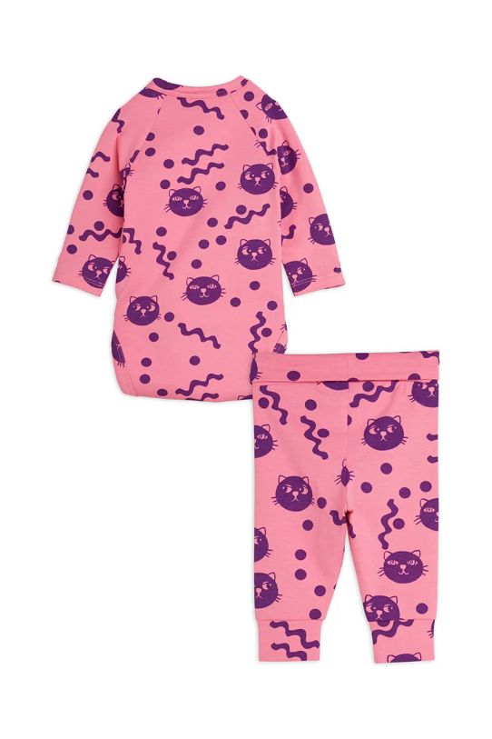 Komplet za bebe Mini Rodini Squiggly cats 2514010528 roza SS25