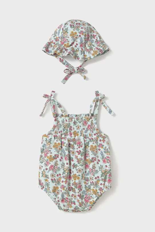 Mayoral Newborn rampers bawełniany niemowlęcy turkusowy 1667.2M.Newborn.PPYH