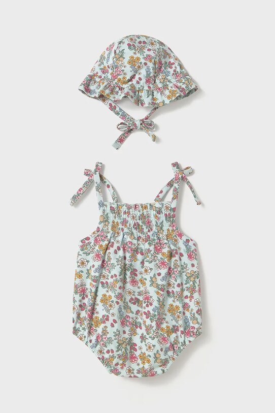 Mayoral Newborn rampers bawełniany niemowlęcy 1667.2M.Newborn.PPYH turkusowy SS25