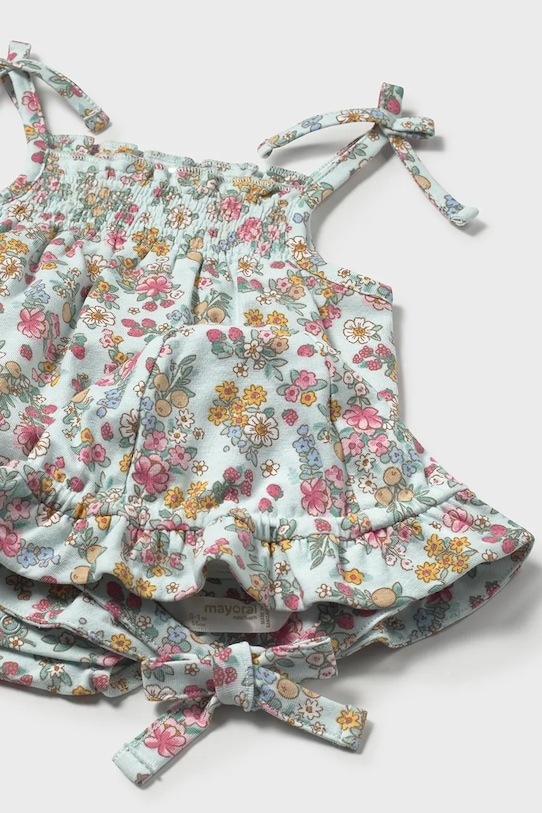 Dziewczynka Mayoral Newborn rampers bawełniany niemowlęcy 1667.2M.Newborn.PPYH turkusowy