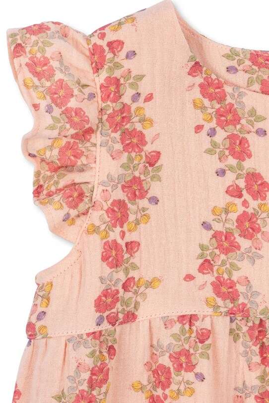 Βρεφικά βαμβακερά φορμάκια Konges Sløjd COCO FRILL ROMPER GOTS ροζ KS102275