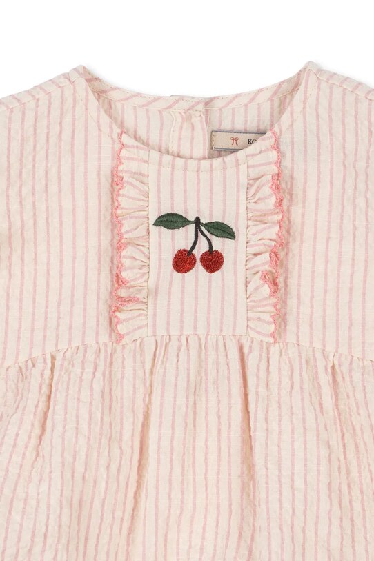 Ολόσωμη φόρμα μωρού Konges Sløjd ELLIE FRILL ROMPER GOTS KS103066 ροζ