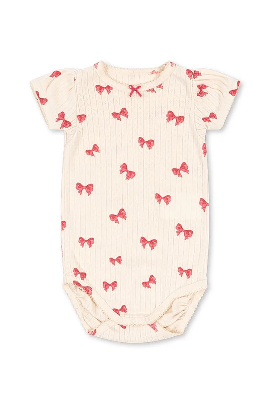 Konges Sløjd body din bumbac pentru bebelusi MINNIE PUFF SLEEVE BODY GOTS Produs pentru bebe bej KS103148
