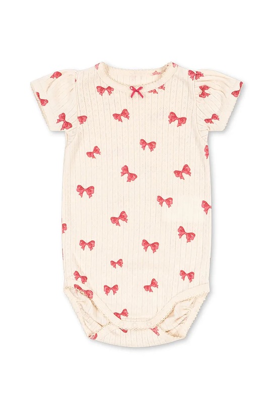 Konges Sløjd body bawełniane niemowlęce MINNIE PUFF SLEEVE BODY GOTS Produkt niemowlęcy beżowy KS103148