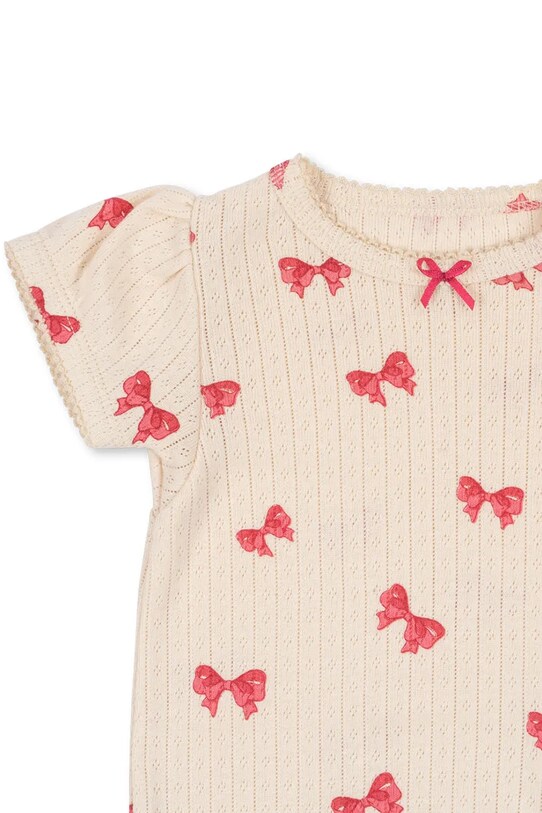 Fete Konges Sløjd body din bumbac pentru bebelusi MINNIE PUFF SLEEVE BODY GOTS KS103148 bej