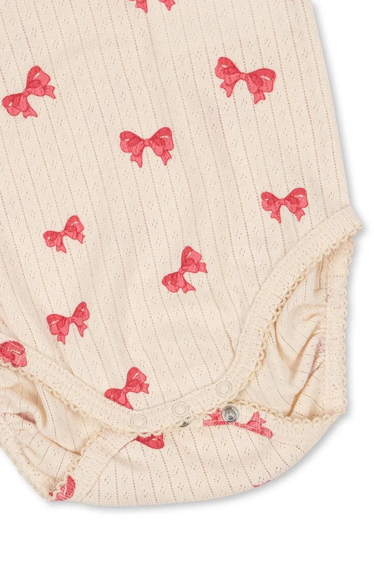 Konges Sløjd body bawełniane niemowlęce MINNIE PUFF SLEEVE BODY GOTS beżowy KS103148