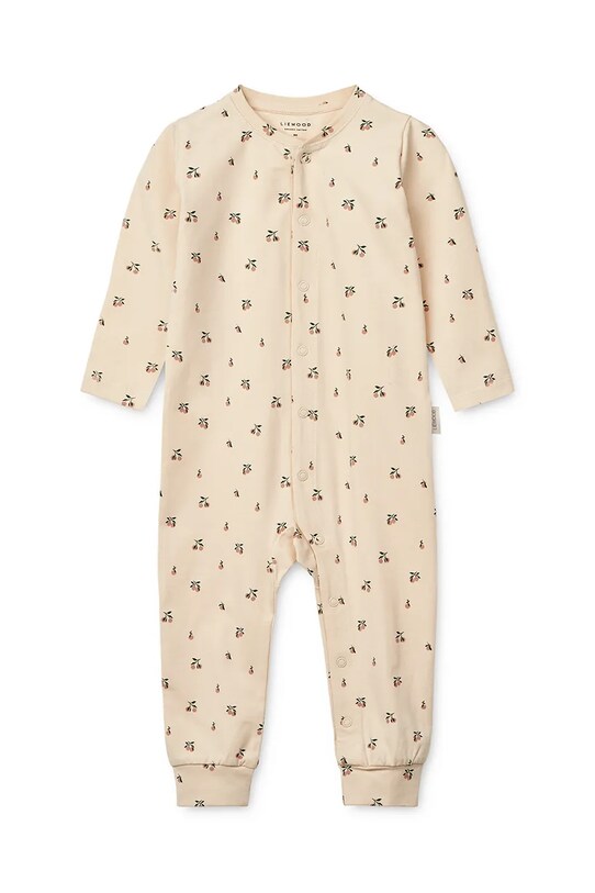 Liewood salopetă din bumbac pentru bebeluși Birk Printed Pyjamas Jumpsuit LW19856 bej SS25