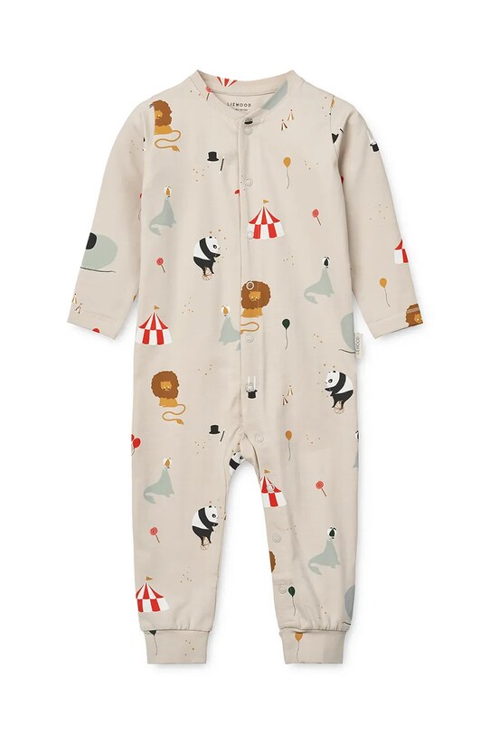 Liewood salopetă din bumbac pentru bebeluși Birk Printed Pyjamas Jumpsuit Produs pentru bebe bej LW19856