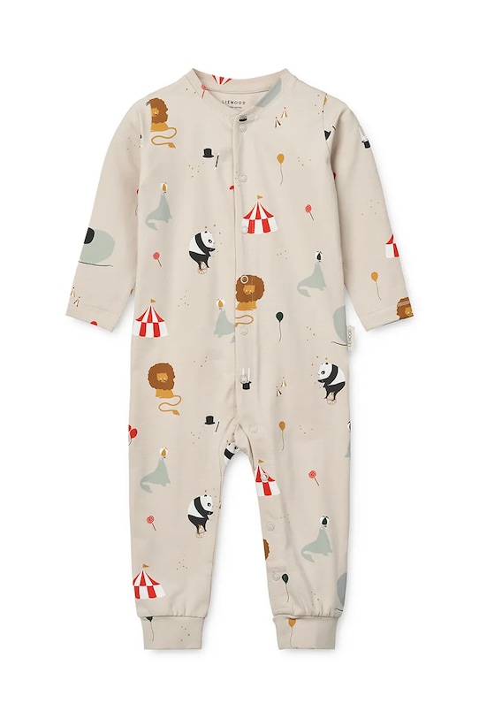 Liewood śpioszki bawełniane niemowlęce Birk Printed Pyjamas Jumpsuit Produkt niemowlęcy beżowy LW19856