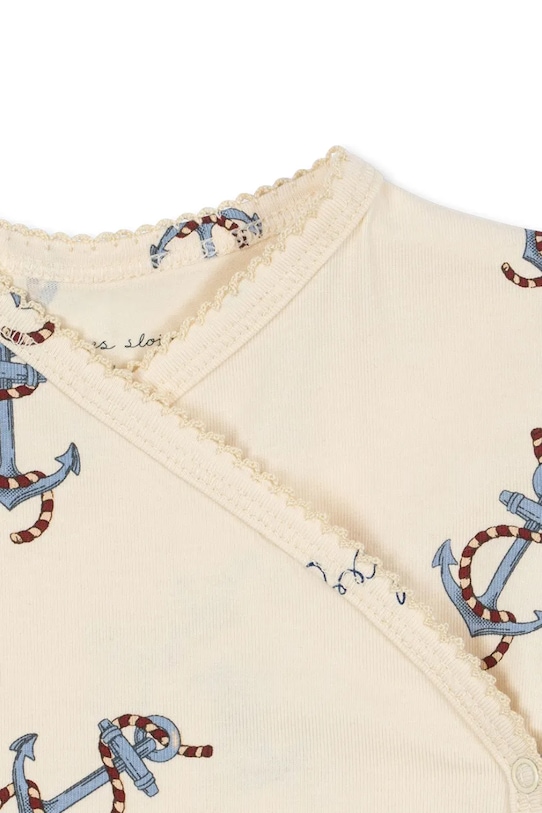 Chłopiec Konges Sløjd body niemowlęce BASIC SS NEWBORN BODY GOTS KS103398 beżowy