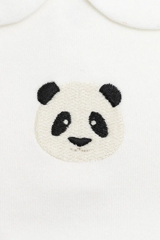 Donsje body din bumbac pentru bebelusi Davo Bodysuit Panda alb 3030107