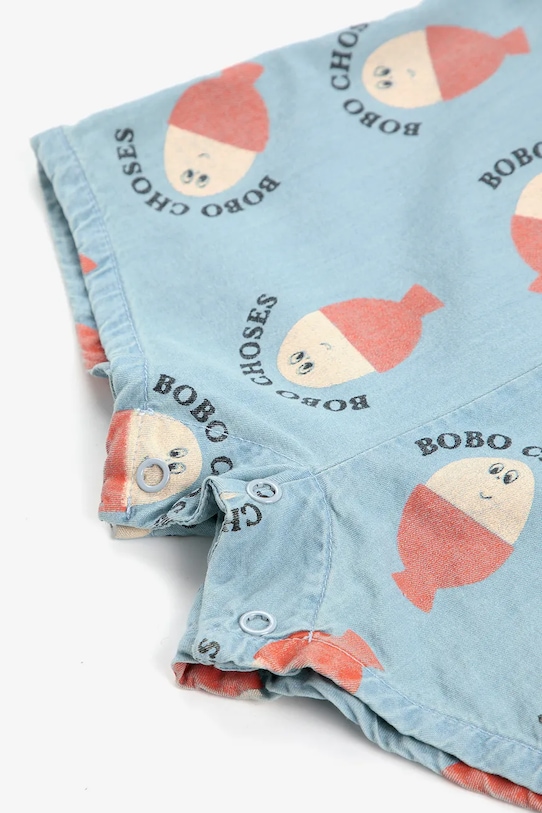Bobo Choses rampers bawełniany niemowlęcy Morning Egg turkusowy 125AB077
