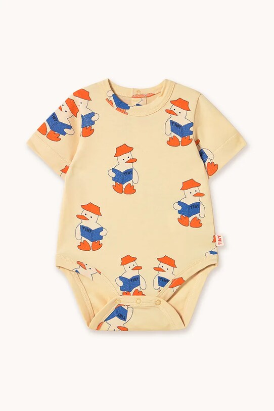 Bombažen body za dojenčka Tinycottons READERS BODY SS25.008 bež SS25