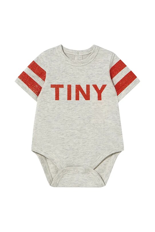 Bombažen body za dojenčka Tinycottons STRIPES LOGO BODY SS25.146 siva SS25