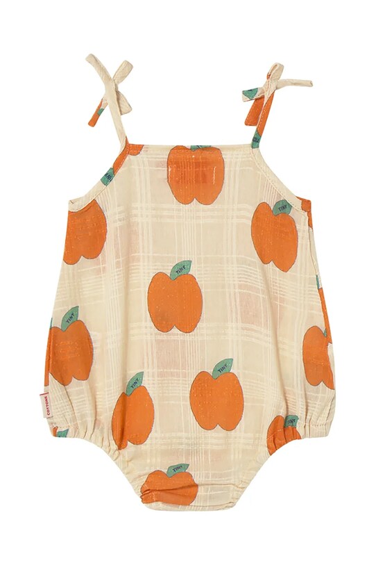 Fiú Tinycottons pamut baba body APPLES STRAPS BODY SS25.163 bézs