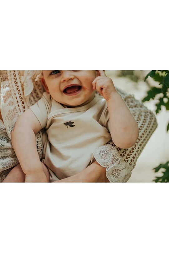 Donsje body din bumbac pentru bebelusi Cadey Bodysuit Olive bej 3036002