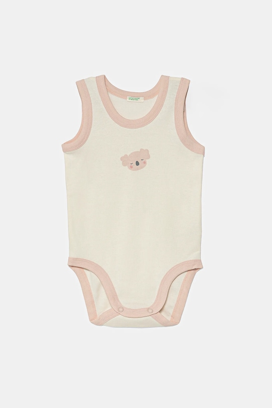 Детское боди из хлопка United Colors of Benetton 2 шт 3GI70B00Y.W.Seasonal бежевый SS25