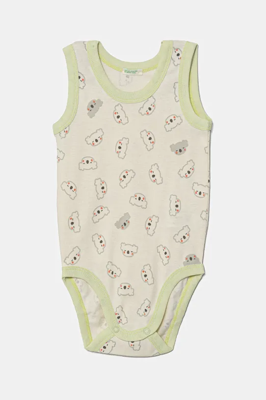 Бебешко боди от памук United Colors of Benetton (2 броя) 3GI70B00Y.W.Seasonal зелен SS25