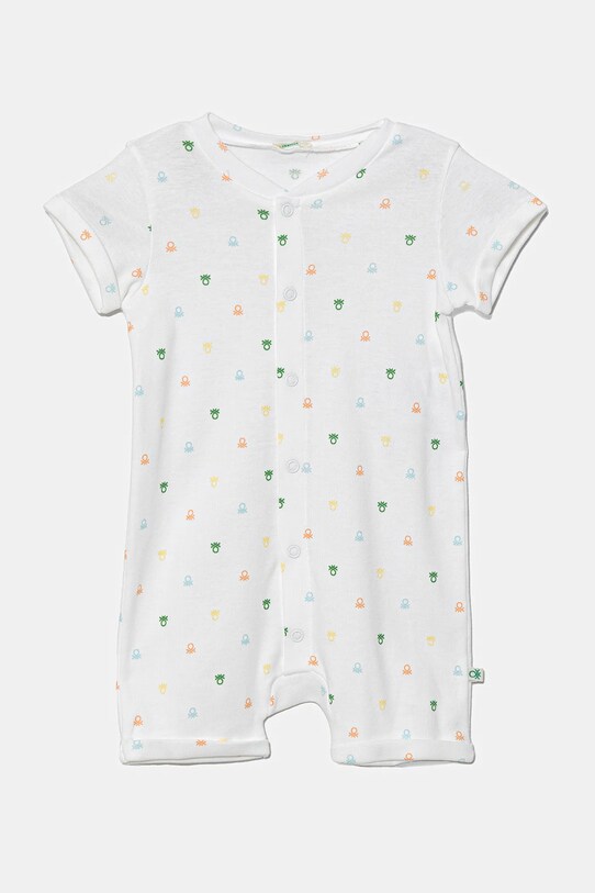 United Colors of Benetton rampers in cotone neonato/a Planet friendly bianco 3PWB0T02E.W.Seasonal
