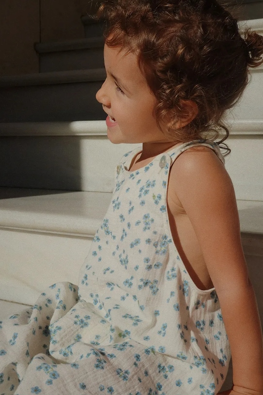 Konges Sløjd rampers bawełniany niemowlęcy RHW x KS MIOBLU OVERALLS GOTS KS103614