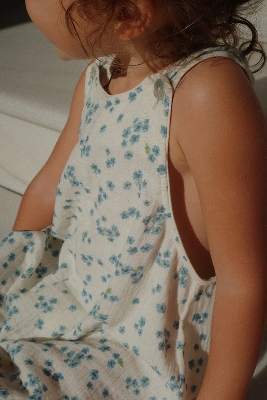 Konges Sløjd rampers bawełniany niemowlęcy RHW x KS MIOBLU OVERALLS GOTS KS103614