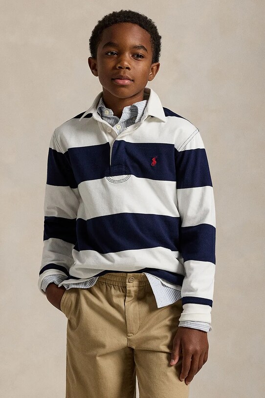 Polo Ralph Lauren longsleeve bawełniany dziecięcy wzorzyste granatowy 323932280001