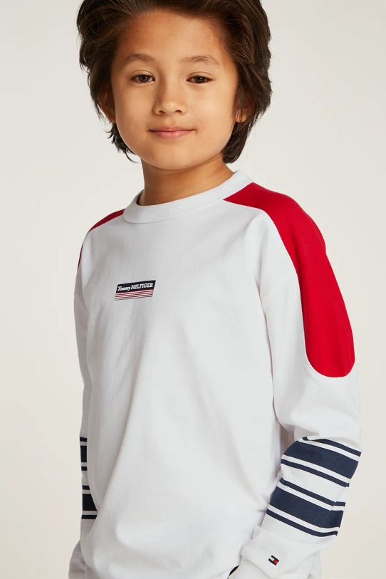 Tommy Hilfiger longsleeve din bumbac pentru copii alb KB0KB09361.PPYA