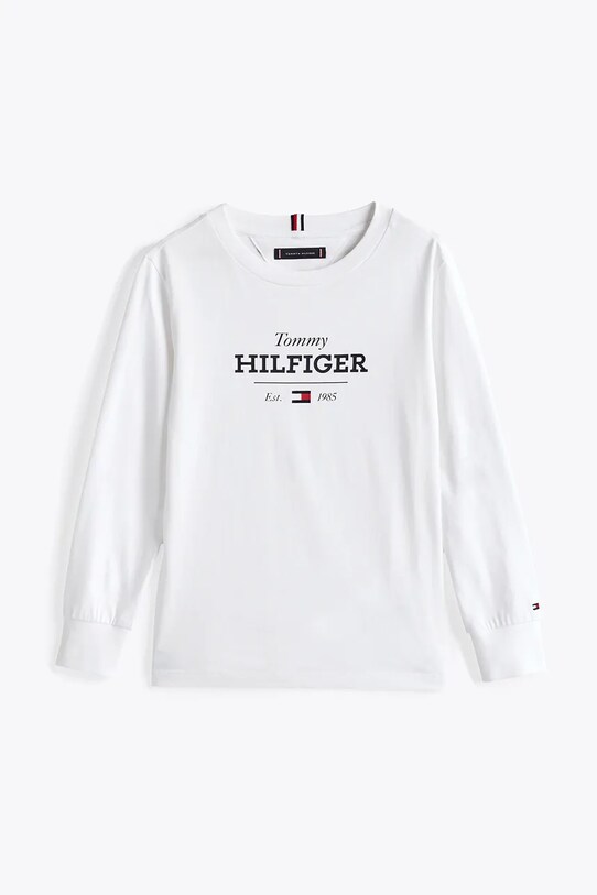Хлопковый детский лонгслив Tommy Hilfiger KB0KB09633.128.176.PPYA белый SS25
