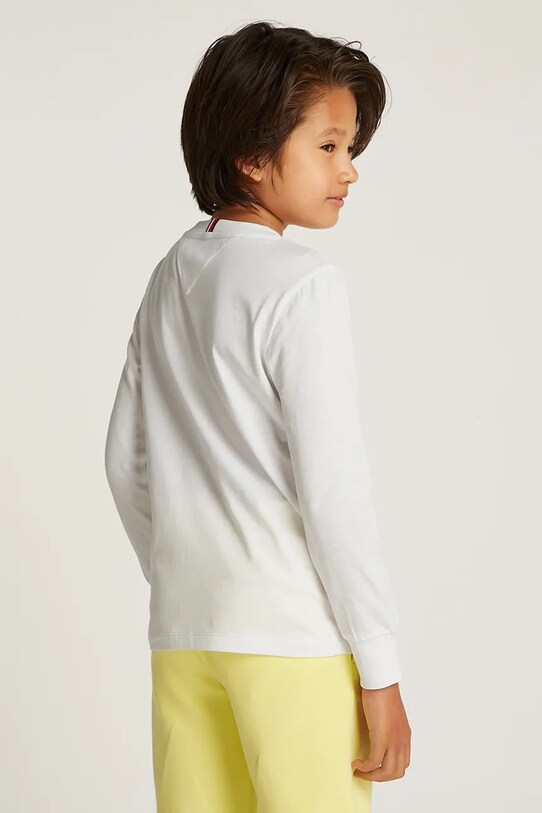 Хлопковый детский лонгслив Tommy Hilfiger белый KB0KB09633.128.176.PPYA