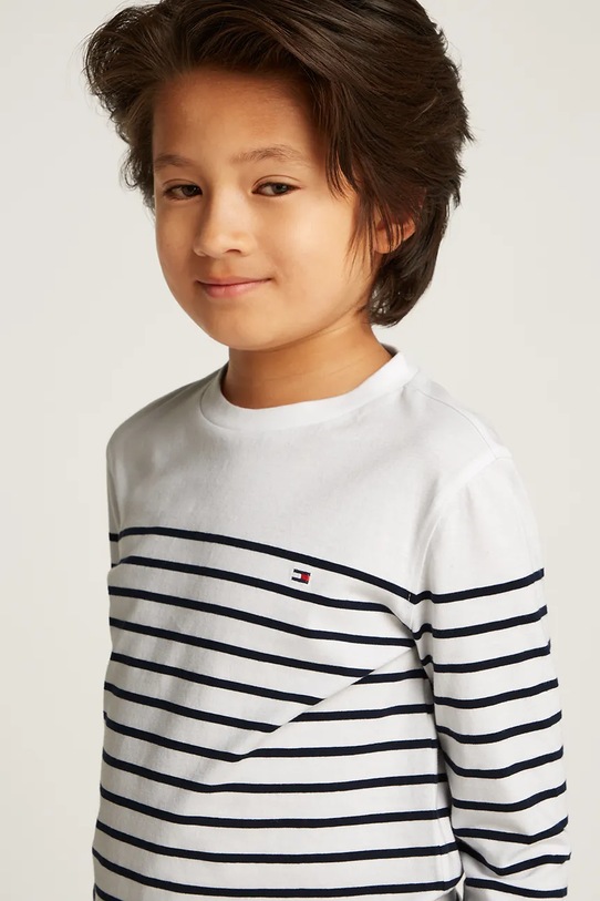 Dječja pamučna majica dugih rukava Tommy Hilfiger bijela KS0KS00540.PPYA