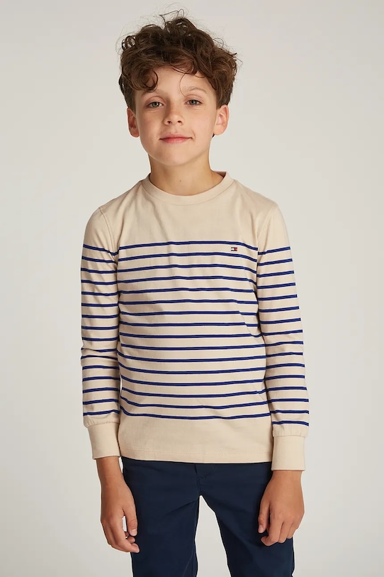 Tommy Hilfiger longsleeve bawełniany dziecięcy wzorzyste beżowy KS0KS00540.PPYA