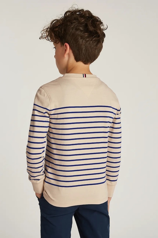 Chłopiec Tommy Hilfiger longsleeve bawełniany dziecięcy KS0KS00540.PPYA beżowy