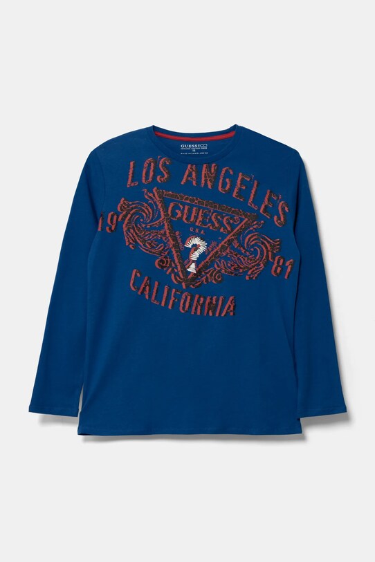 Guess longsleeve din bumbac pentru copii print albastru L5RI01.K8HM4.PPYA
