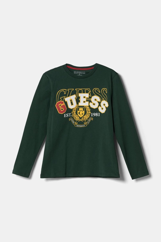 Detská bavlnená košeľa s dlhým rukávom Guess bavlna zelená L5RI03.K8HM4.PPYA