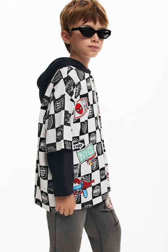 Detská bavlnená košeľa s dlhým rukávom Desigual 25SBTK02 biela