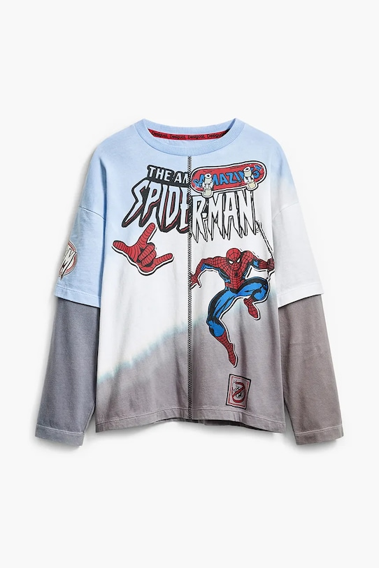 Otroška bombažna majica z dolgimi rokavi Desigual 25SBTK05 siva SS25