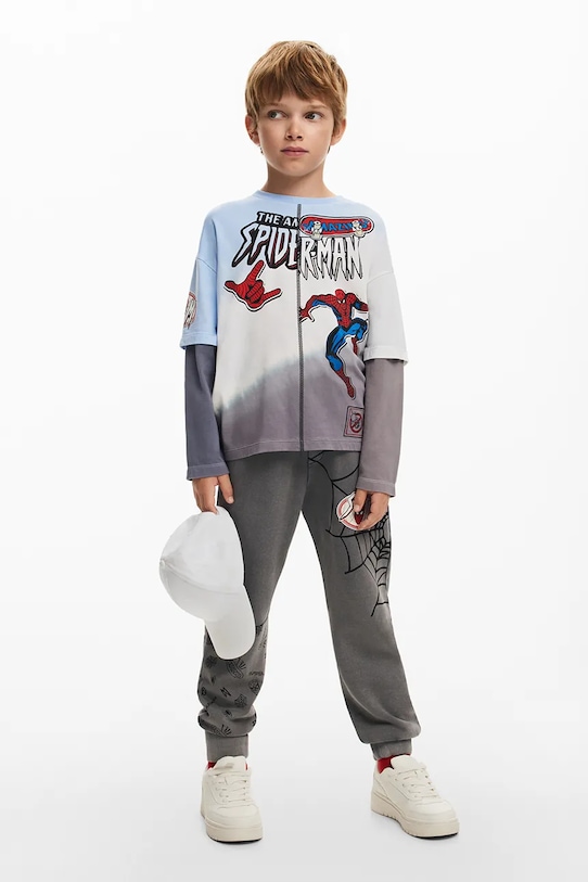 Otroška bombažna majica z dolgimi rokavi Desigual 25SBTK05 siva