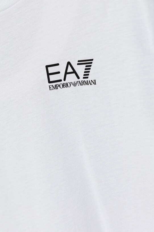 CHLAPEC Dětské bavlněné tričko s dlouhým rukávem EA7 Emporio Armani 7B000021.AF10378 bílá