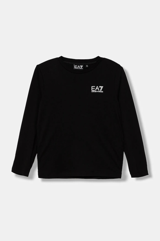 Detská bavlnená košeľa s dlhým rukávom EA7 Emporio Armani bavlna čierna 7B000021.AF10378