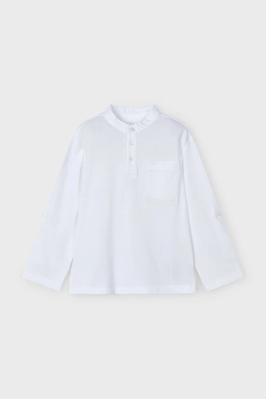 Mayoral longsleeve din bumbac pentru copii 3111.5C.Mini.PPYA alb SS25