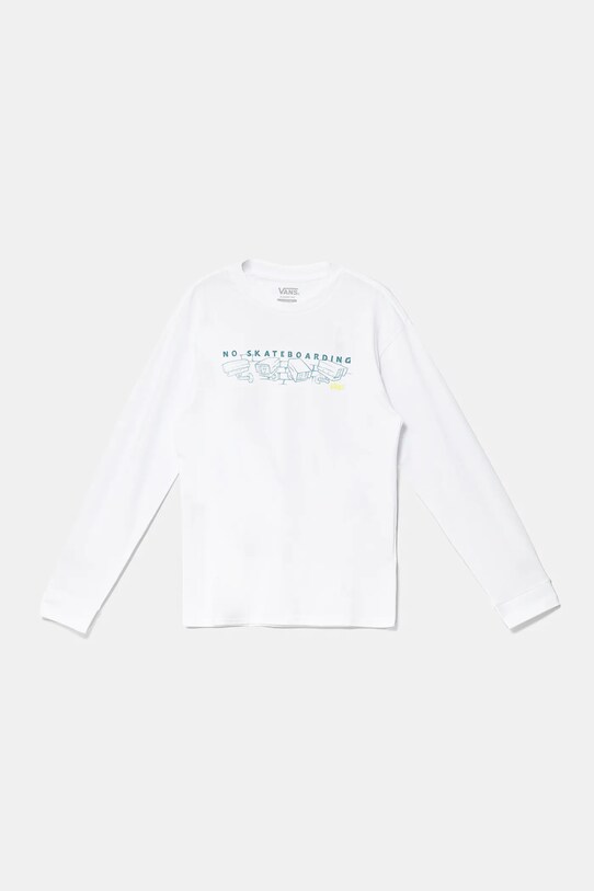 Vans longsleeve bawełniany dziecięcy Night Watchers nadruk biały VN000MK9WHT1