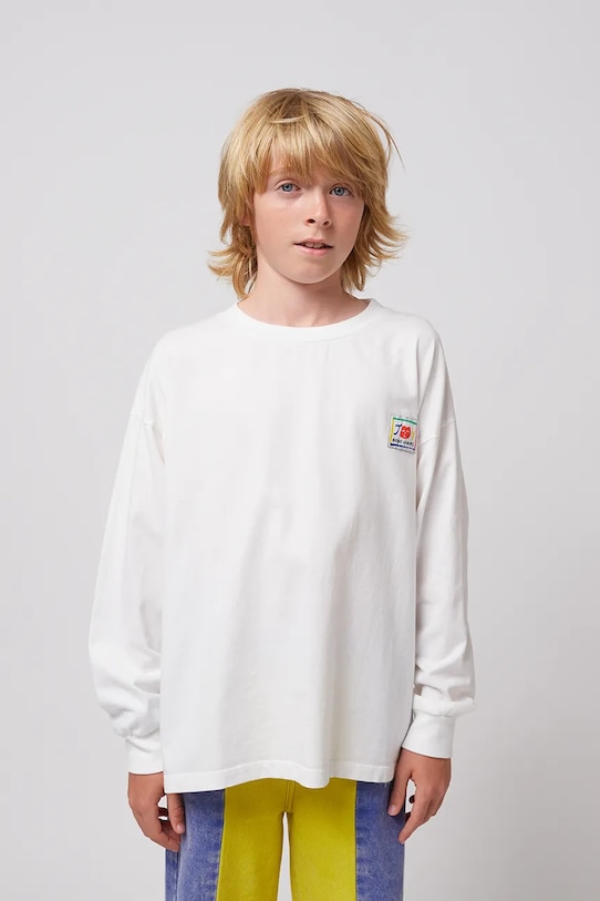 Bobo Choses longsleeve din bumbac pentru copii Hello Joy print alb 125AC001