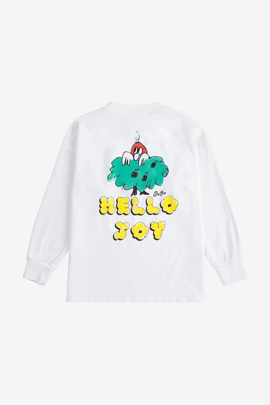 Хлопчик Дитячий бавовняний лонгслів Bobo Choses Hello Joy 125AC001 білий