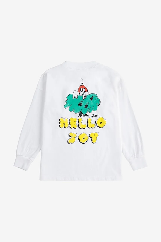 Băieți Bobo Choses longsleeve din bumbac pentru copii Hello Joy 125AC001 alb