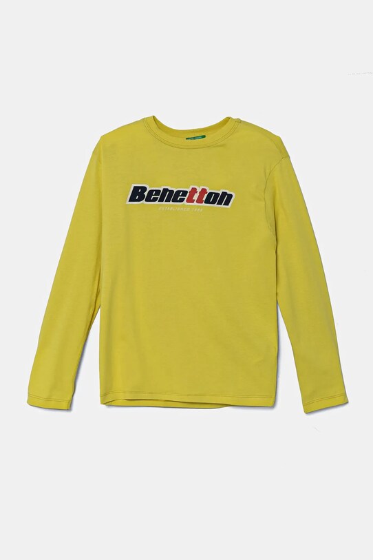 Dětské bavlněné tričko s dlouhým rukávem United Colors of Benetton kulatý zelená 3I1XC10N5.G.Seasonal