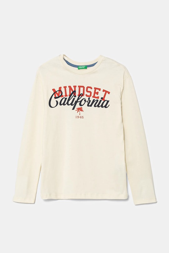 Дитячий бавовняний лонгслів United Colors of Benetton бавовна бежевий 35RYC10O9.G.Seasonal