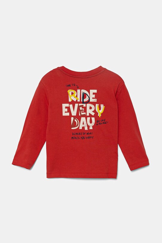 United Colors of Benetton longsleeve bawełniany dziecięcy nadruk czerwony 35RYG10I6.P.Seasonal