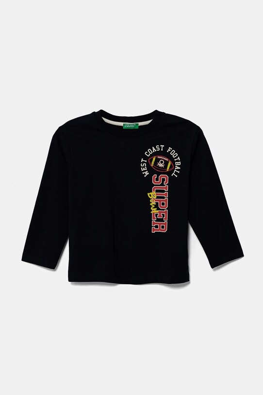 Дитячий бавовняний лонгслів United Colors of Benetton бавовна темно-синій 35RYG10I6.P.Seasonal