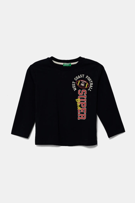 Дитячий бавовняний лонгслів United Colors of Benetton бавовна темно-синій 35RYG10I6.P.Seasonal